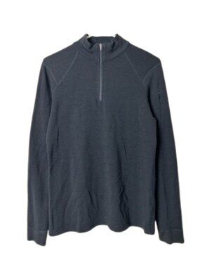 Ibex black 1/4 zip 100% rambouillet wool pullover sweater womens L